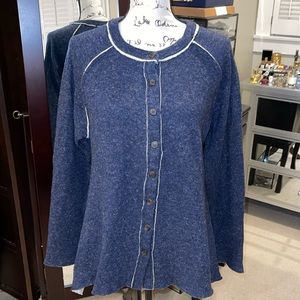 Cut Loose new w/tag Long sleeve hi low quilted wool sweater cardigan Blue Moon